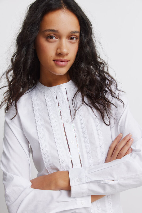 Springfield Camisa rom&acirc;ntica renda branco