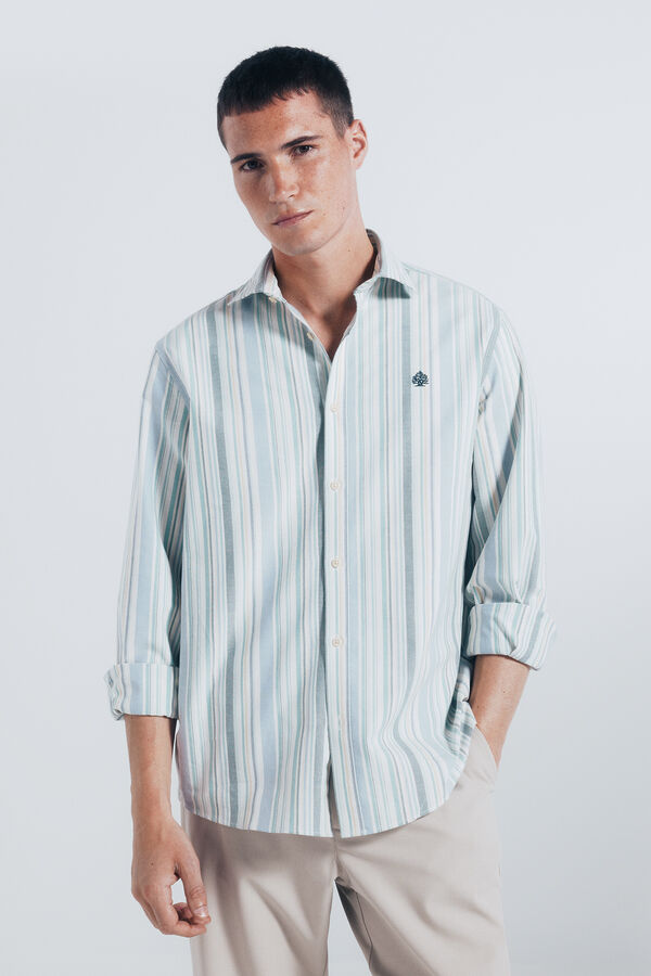 Springfield Camisa oxford riscas verde
