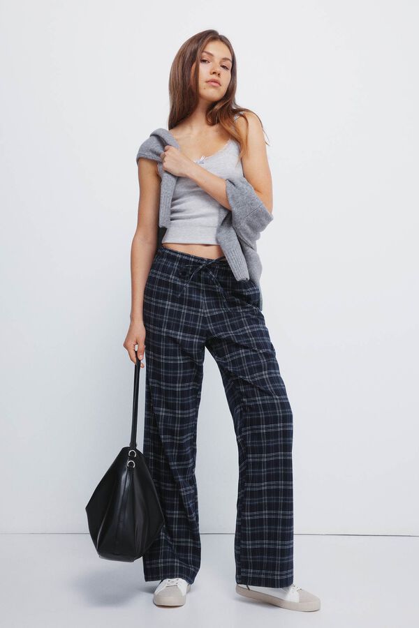 Springfield Calças jogger xadrez azul