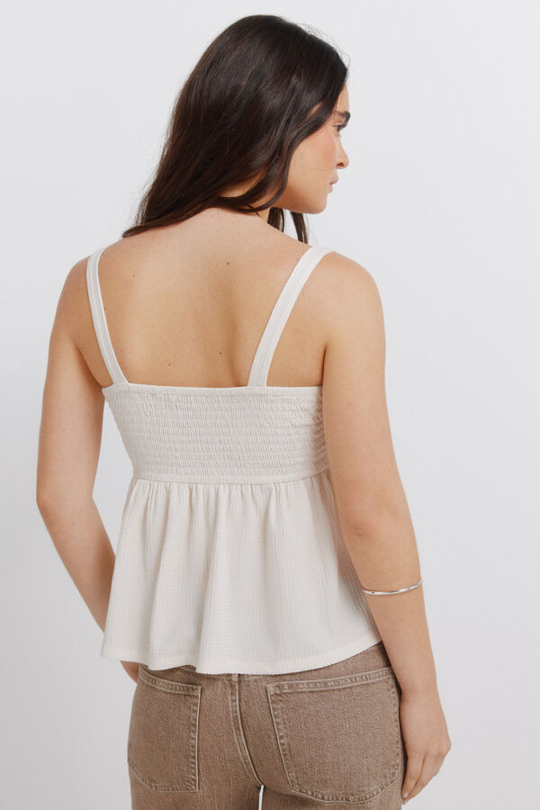 Springfield Crochet structure tie vest top beige