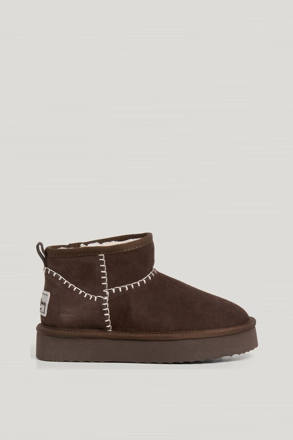 Pepe Jeans Botins de camur&ccedil;a com plataforma castanho