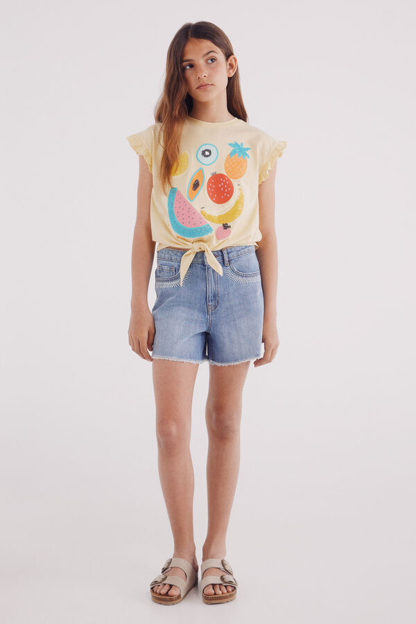 Springfield Kids Camiseta lentejuelas niña amarillo