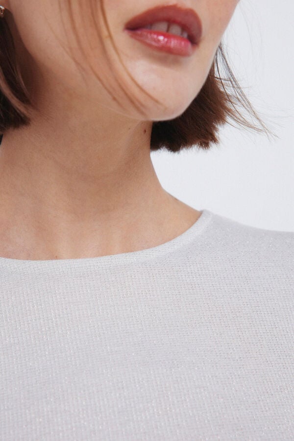 Springfield T-shirt com decote nas costas em lurex cinzento