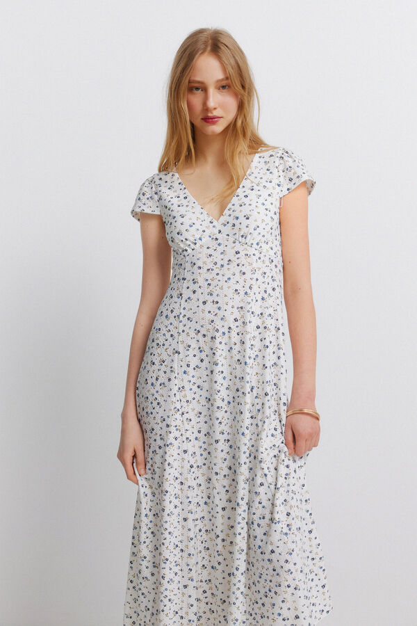 Springfield Vestido estampado de renda bege