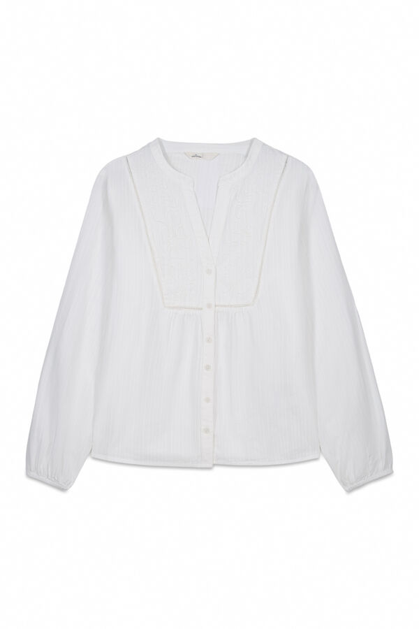 Springfield Blusa manga comprida bordada branco