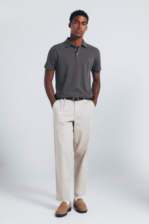 Springfield Polo piqué slim fit bege