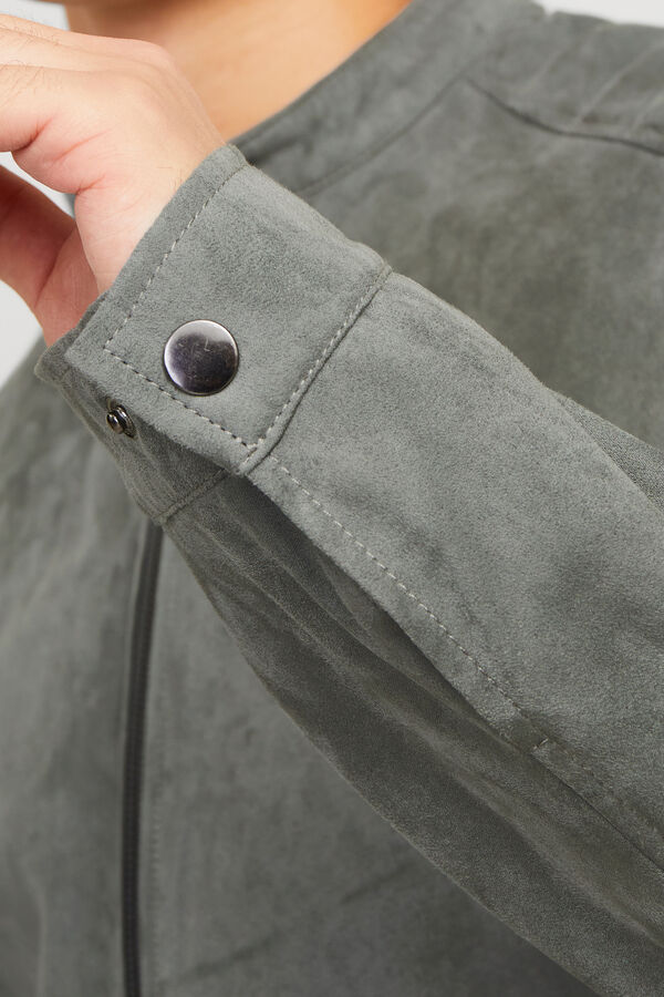 Jack & Jones Casaco com efeito de couro cinzento