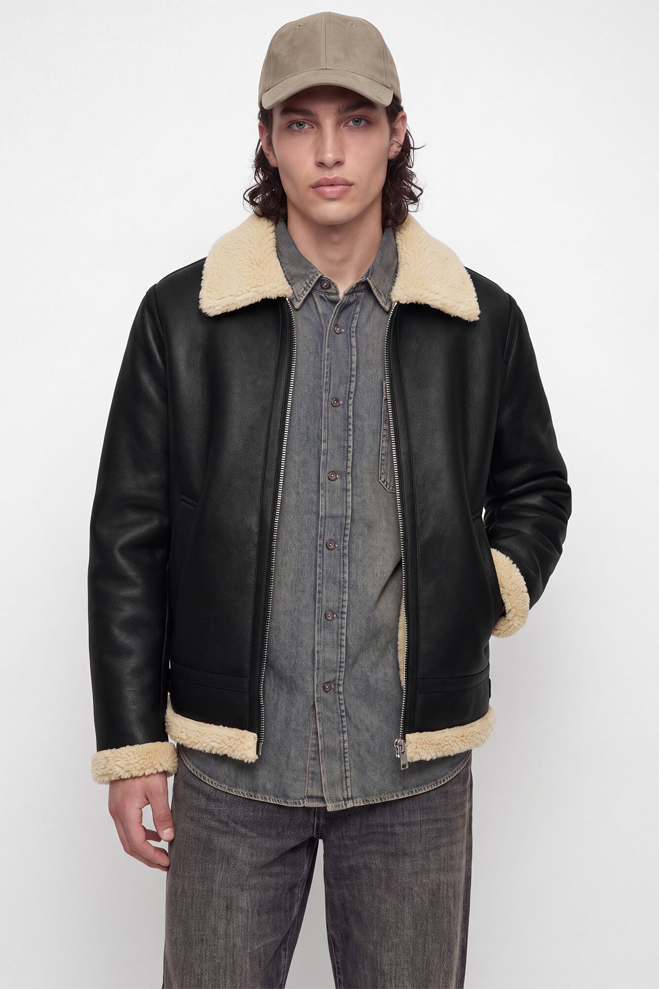 Jack & Jones Blus&atilde;o aviador com fecho-&eacute;clair