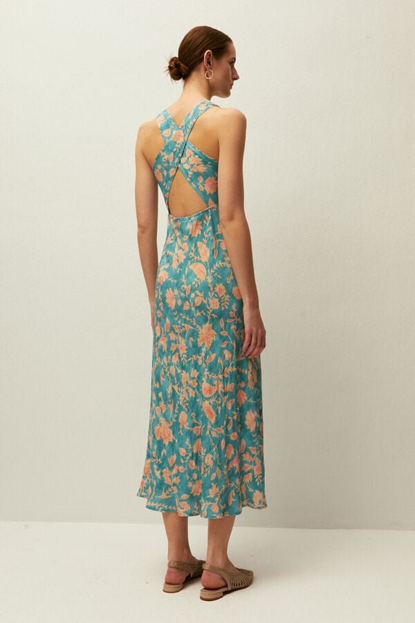 Systemaction Vestido comprido de al&ccedil;as estampado