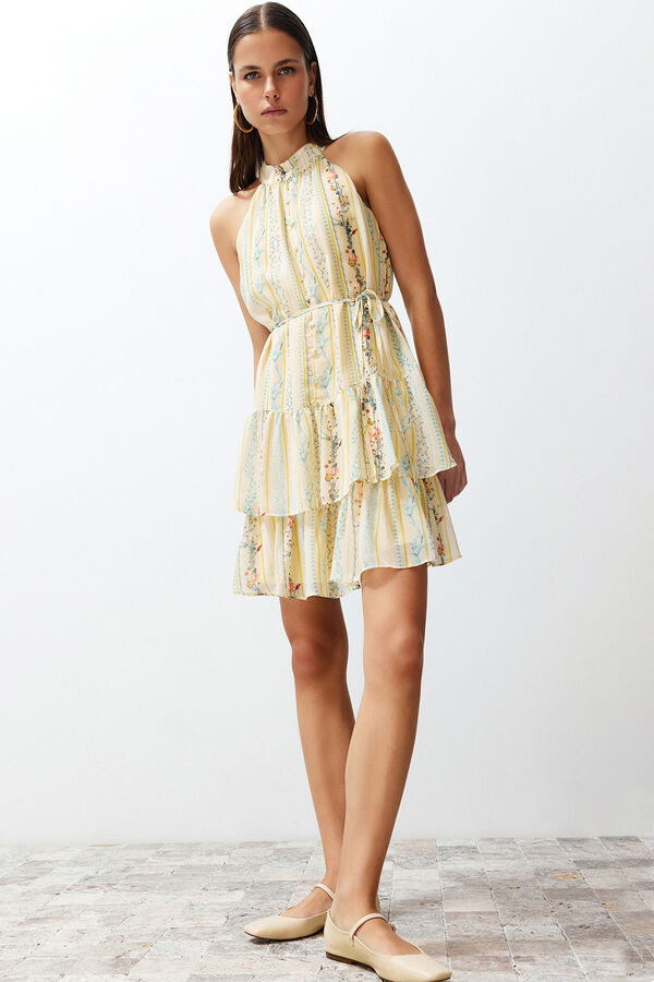 Trendyol Vestido estampado lazo amarillo