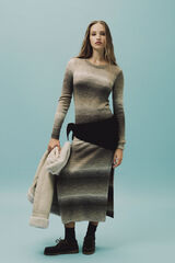 Springfield Vestido midi de malha com tingimento espacial cinzento