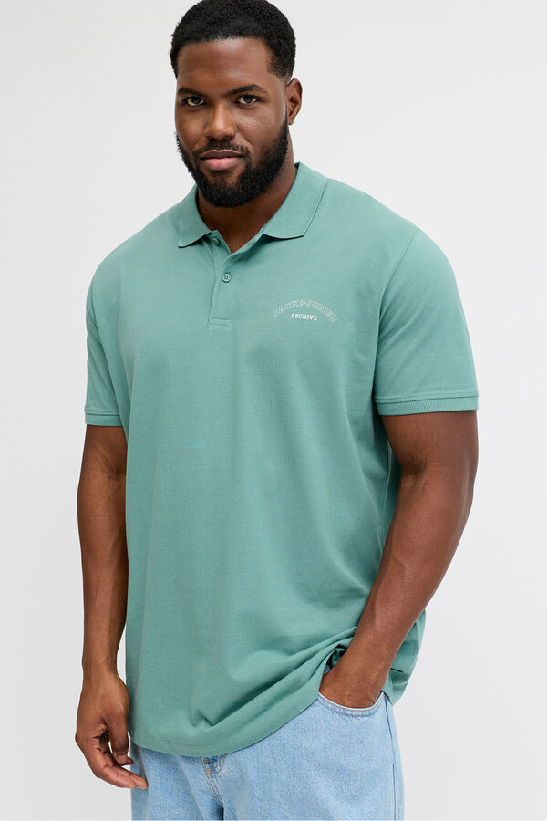 Jack & Jones PLUS Polo b&aacute;sico manga curta azul
