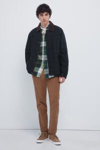 Springfield Calças chino slim fit de veludo cotelê micro