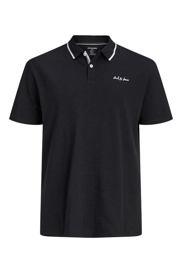 Jack & Jones PLUS Polo piqu&eacute; em algod&atilde;o preto