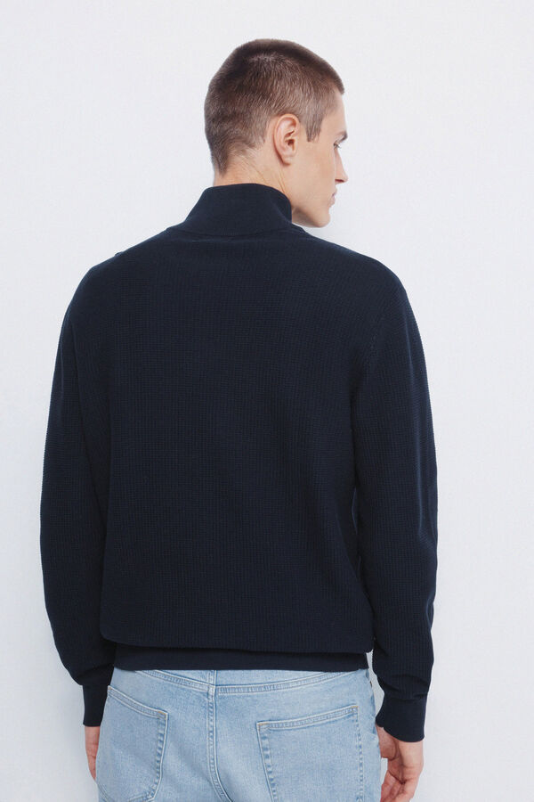 Springfield Camisola com fecho-éclair liso azul