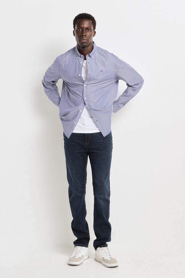 Springfield striped poplin shirt navy