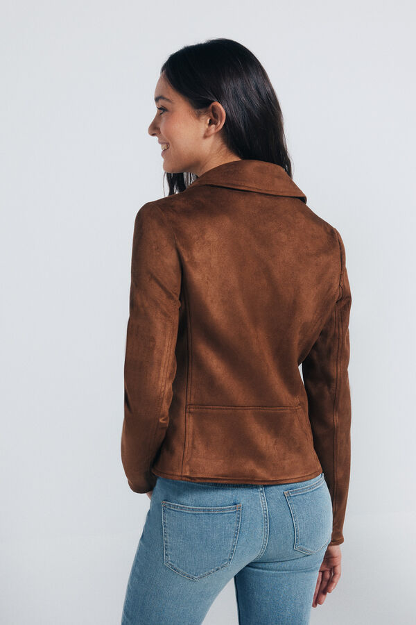 Springfield Suede biker jacket nude
