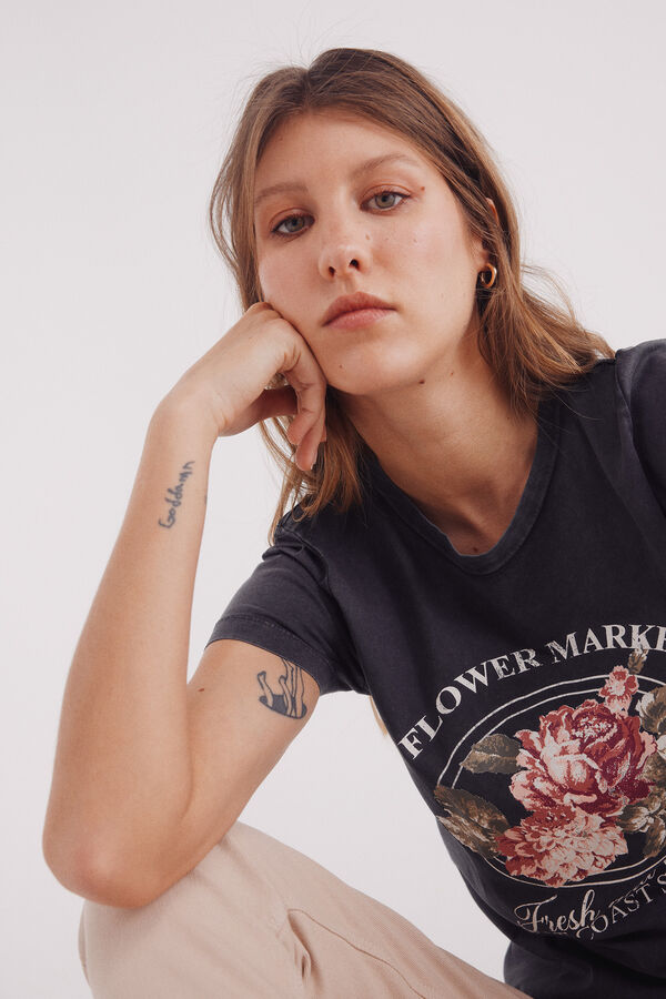 Springfield Camiseta "Mercado de flores" cinzento