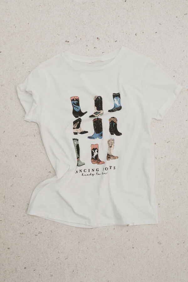 Springfield Camiseta "Botas de dança" cru