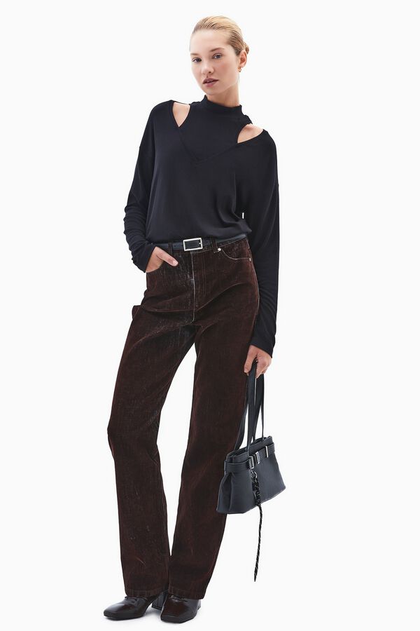 Oxxo Top manga comprida efeito layering preto