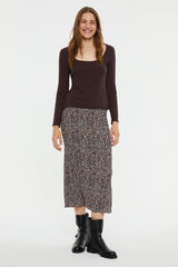 Springfield Printed pleated midi skirt natural