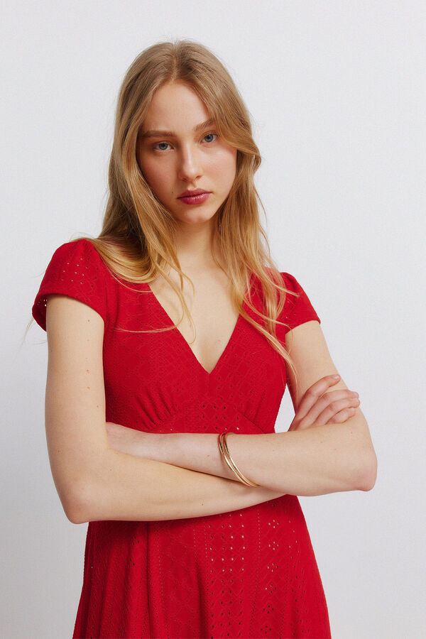 Springfield Vestido estampado de renda vermelho