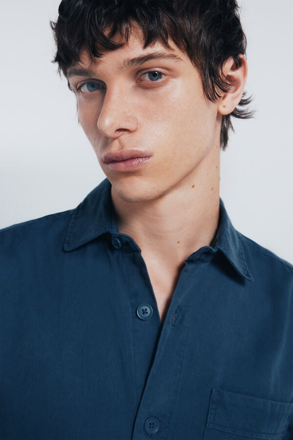 Springfield Sobrecamisa de tencel oversized azul