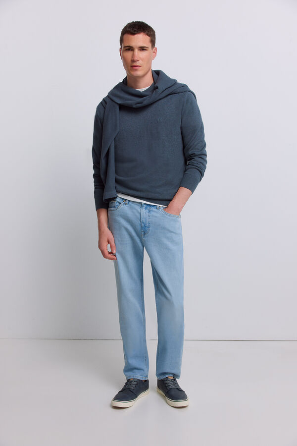 Springfield Camisola b&aacute;sica gola redonda azul