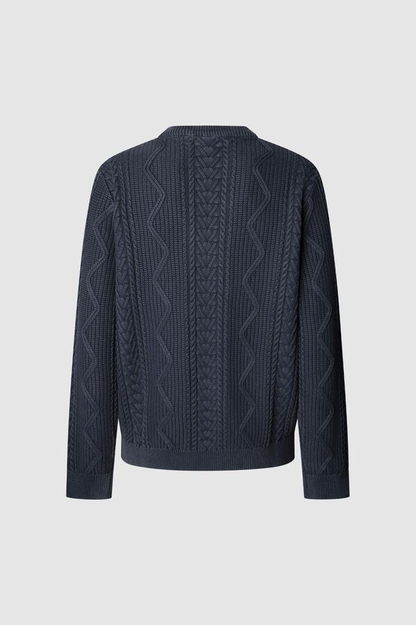 Pepe Jeans Suéter trançado com gola redonda azul