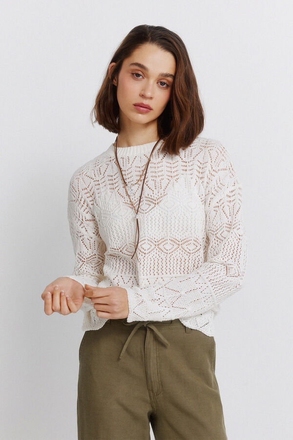 Springfield Camisola pointelle castanho