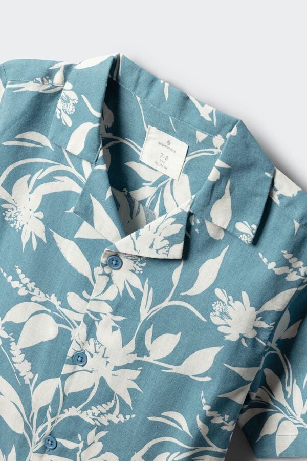 Springfield Kids Camisa de flores para menino azul