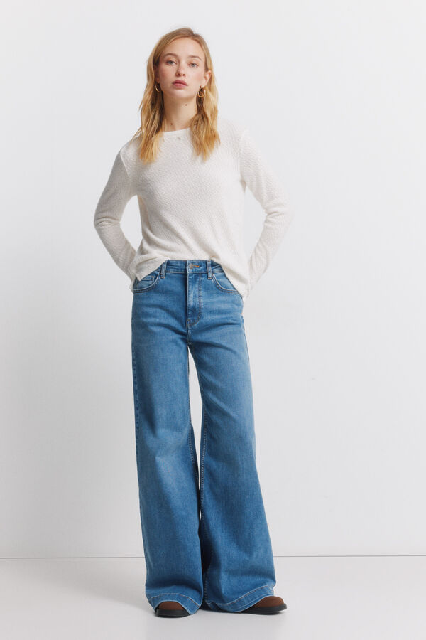 Springfield T-shirt de chenille gola fantasia bege