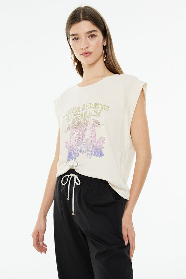 System Action T-shirt sem mangas  bege