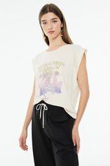 System Action T-shirt sem mangas bege