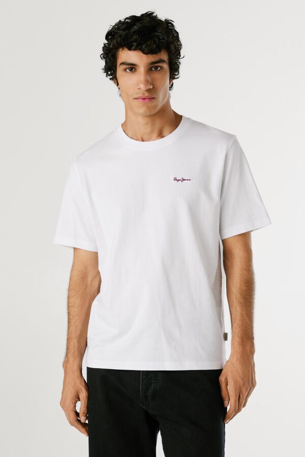 Pepe Jeans Camiseta Regular Fit com Logotipo Bordado branco