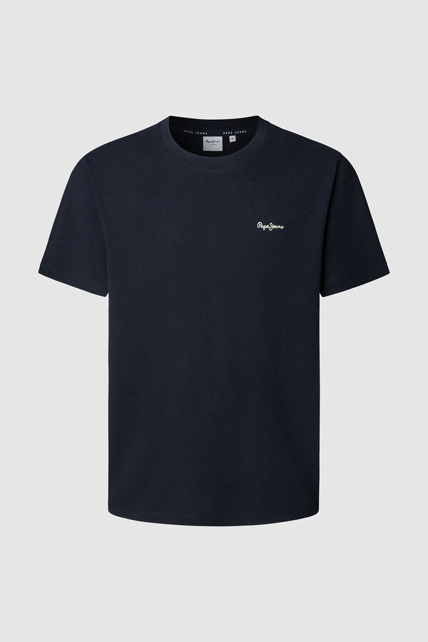 Pepe Jeans Camiseta Regular Fit com Logotipo Bordado azul