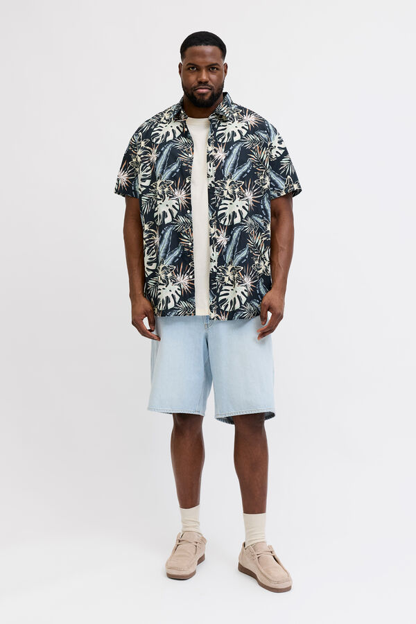 Jack & Jones PLUS Camisa resort estampado tropical preto