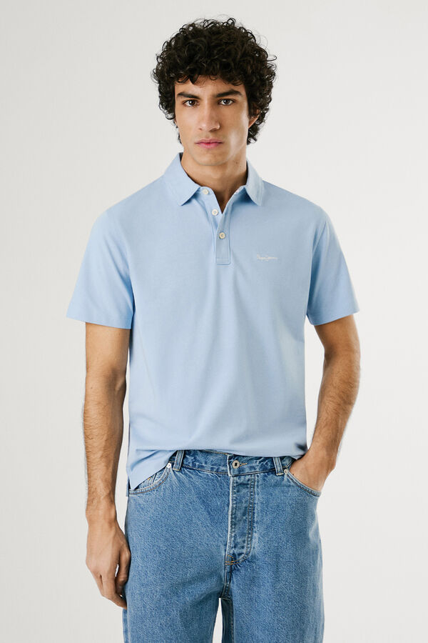 Pepe Jeans  Camisa polo de manga curta com carcela tripla e logo no peito azul