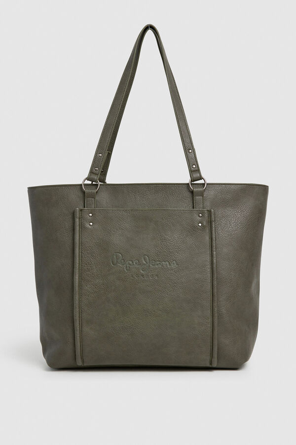 Pepe Jeans Mala tote bag efeito pele Caqui escuro