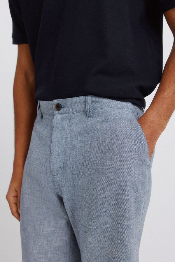 Springfield Bermudas de linho dobby comfort fit azul