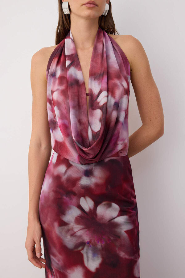 Trendyol Vestido costas abertas estampado castanho