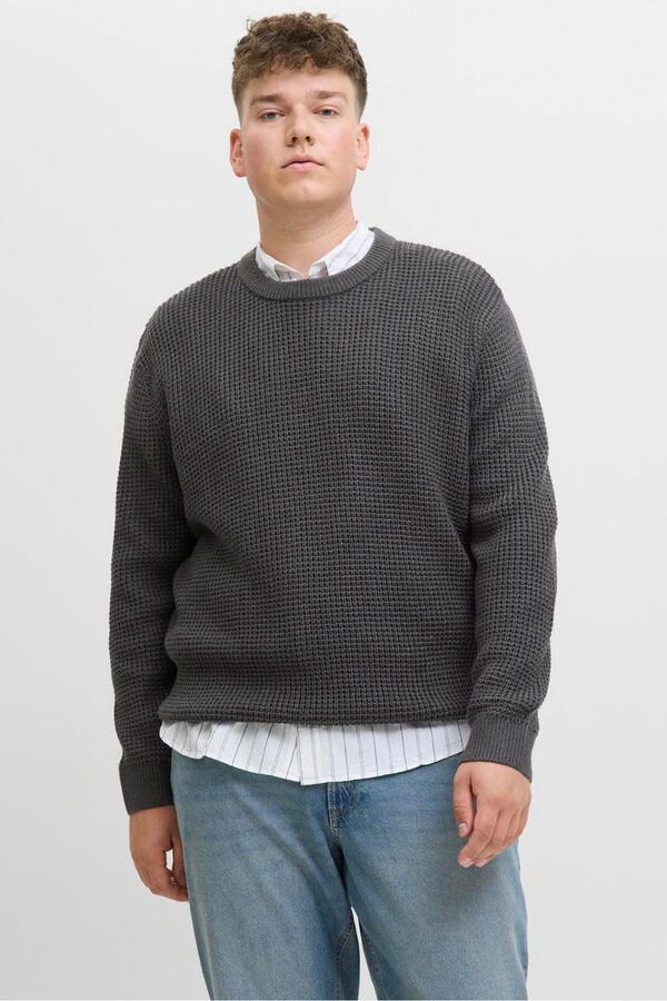 Jack & Jones PLUS Camisola básico de malha liso cinzento