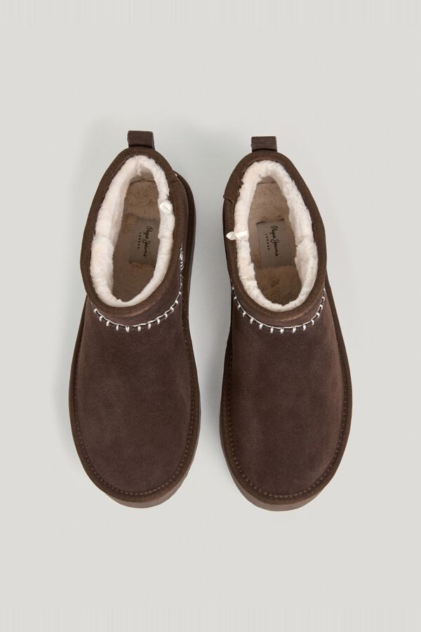 Pepe Jeans Botins de camur&ccedil;a com plataforma castanho