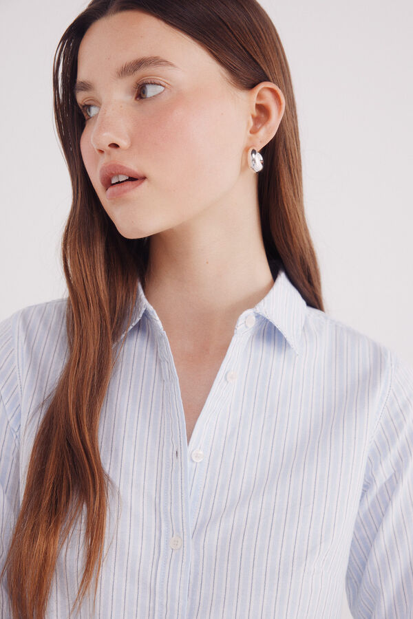 Springfield Camisa de algodão Oxford azul