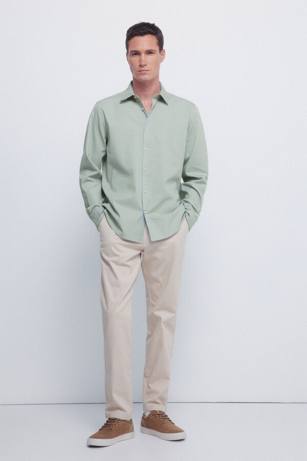 Springfield Camisa estruturada bicolor verde