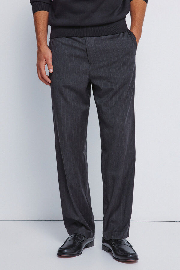 Springfield Cal&ccedil;a de riscas reto cinzento