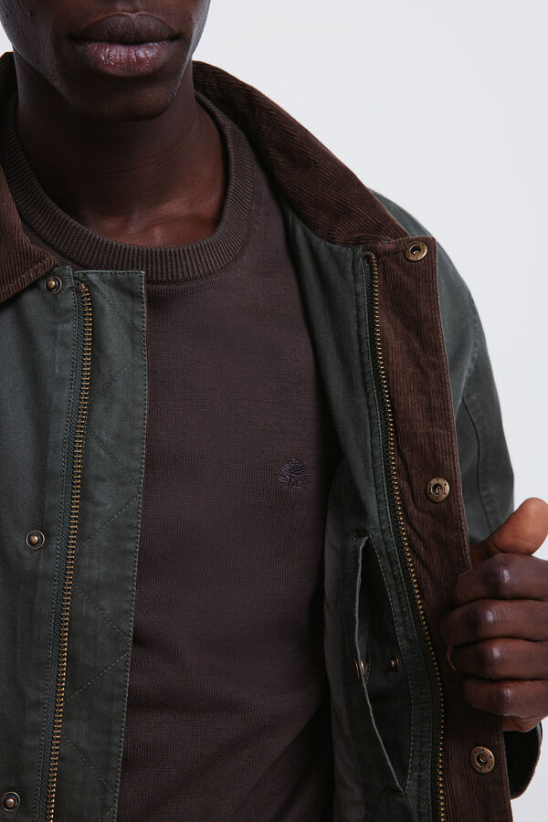 Springfield Parka curta com gola de veludo cotelê estampado