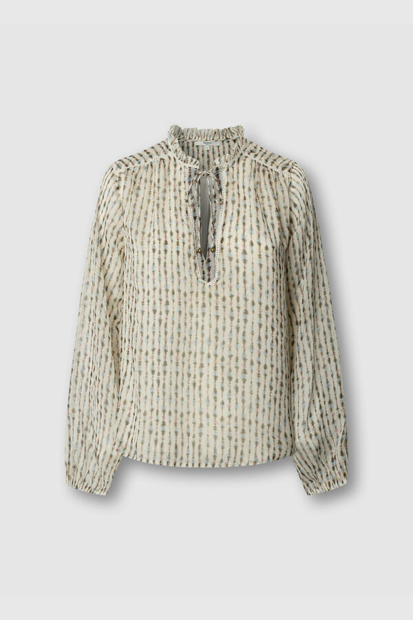 Pepe Jeans Blusa fluida com fitas e borlas estampado