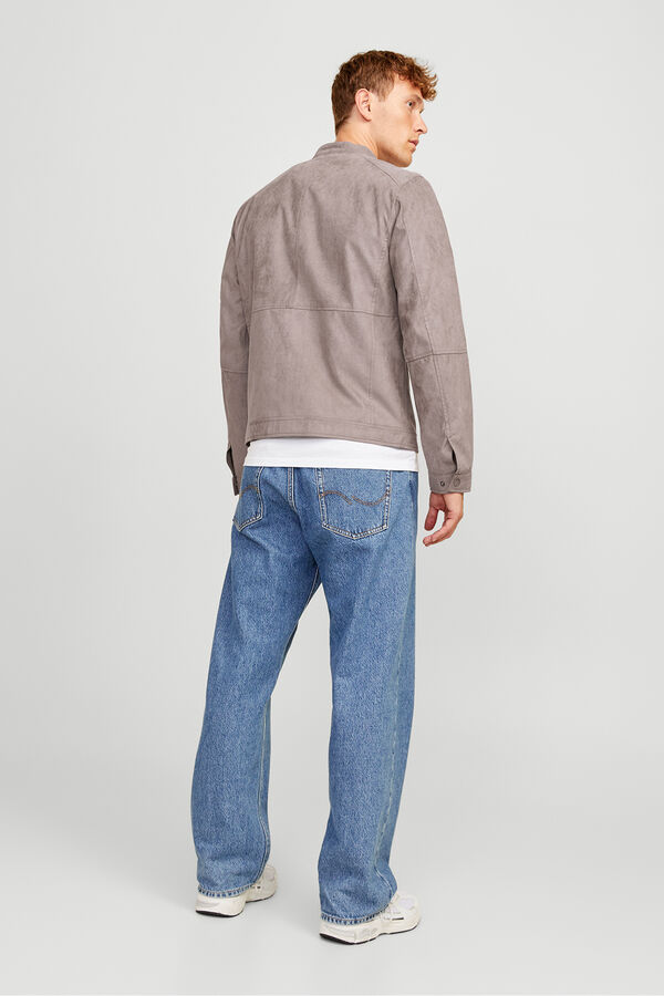Jack & Jones Jaqueta de motociclista de camur&ccedil;a cinzento