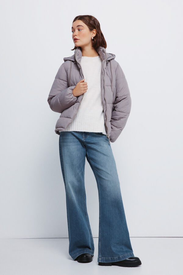 Springfield Casaco acolchoada com capuz em poliéster reciclado Caqui escuro